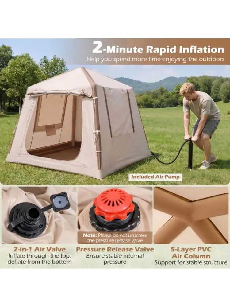Tente gonflable camping nuit résistante au vent et à la pluie