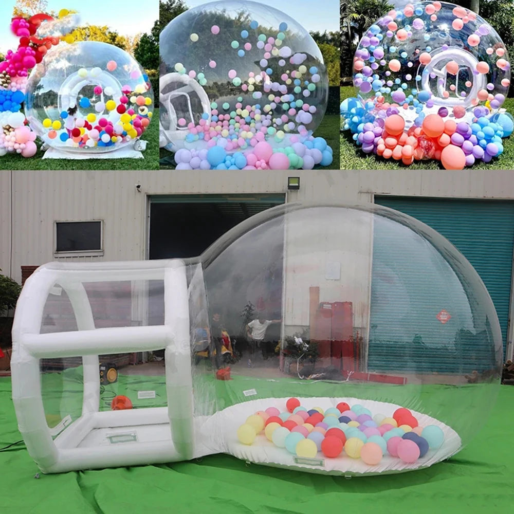Bulle gonflable transparente utilisée comme cabine photo