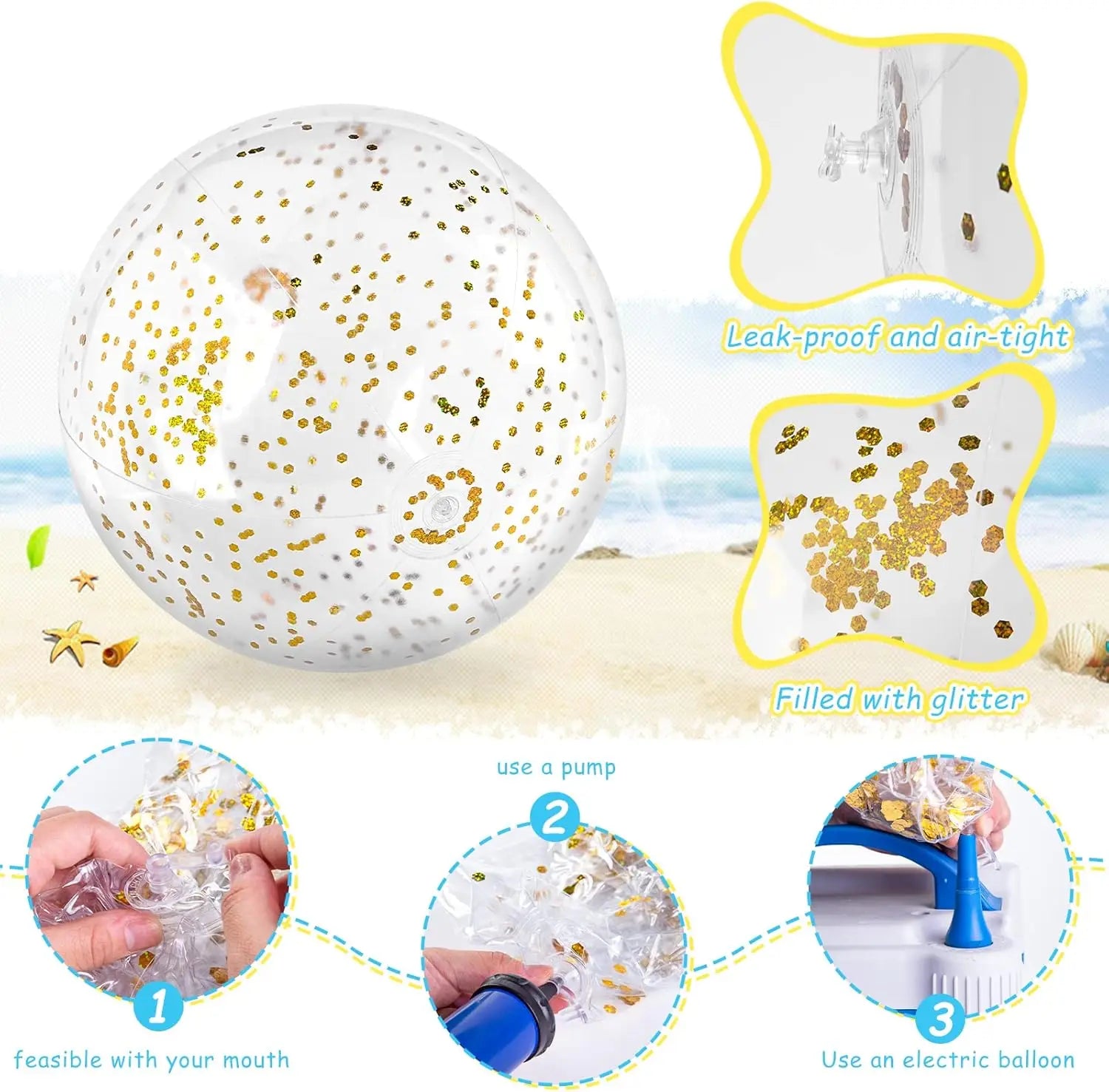 Bouée PVC transparent paillettes été