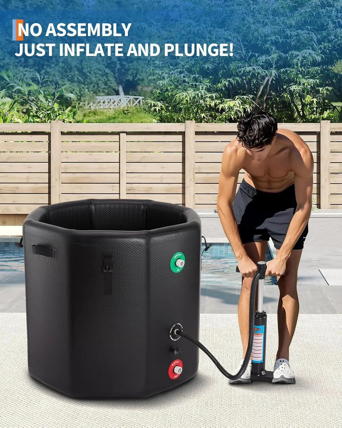 Baignoire gonflable noire de 845 litres pour bain de glace
