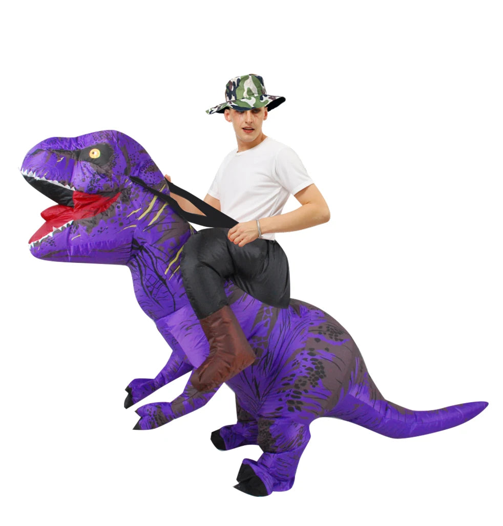 Costume gonflable T-Rex bleu taille adulte