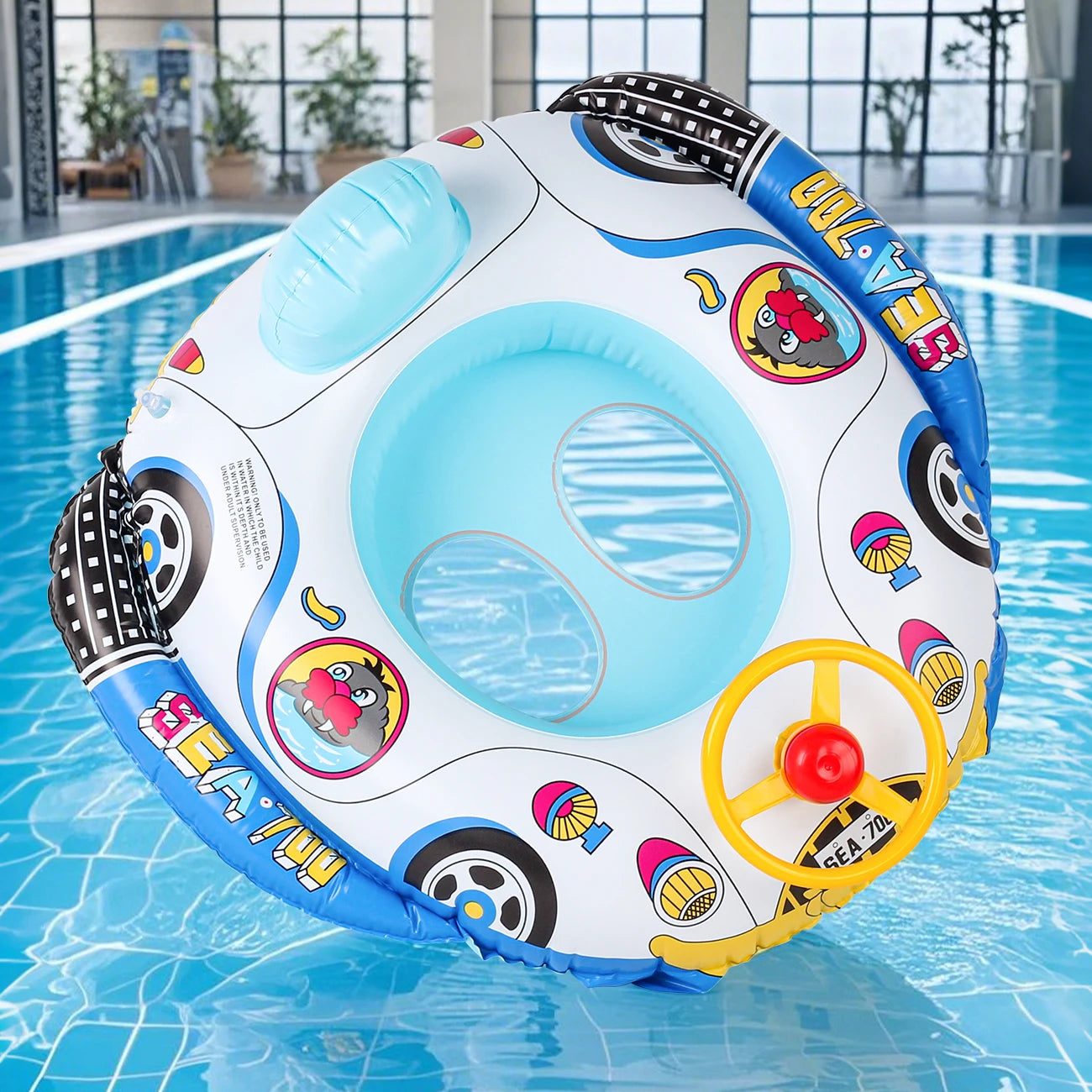 Bouée gonflable anneau natation vue détail motif