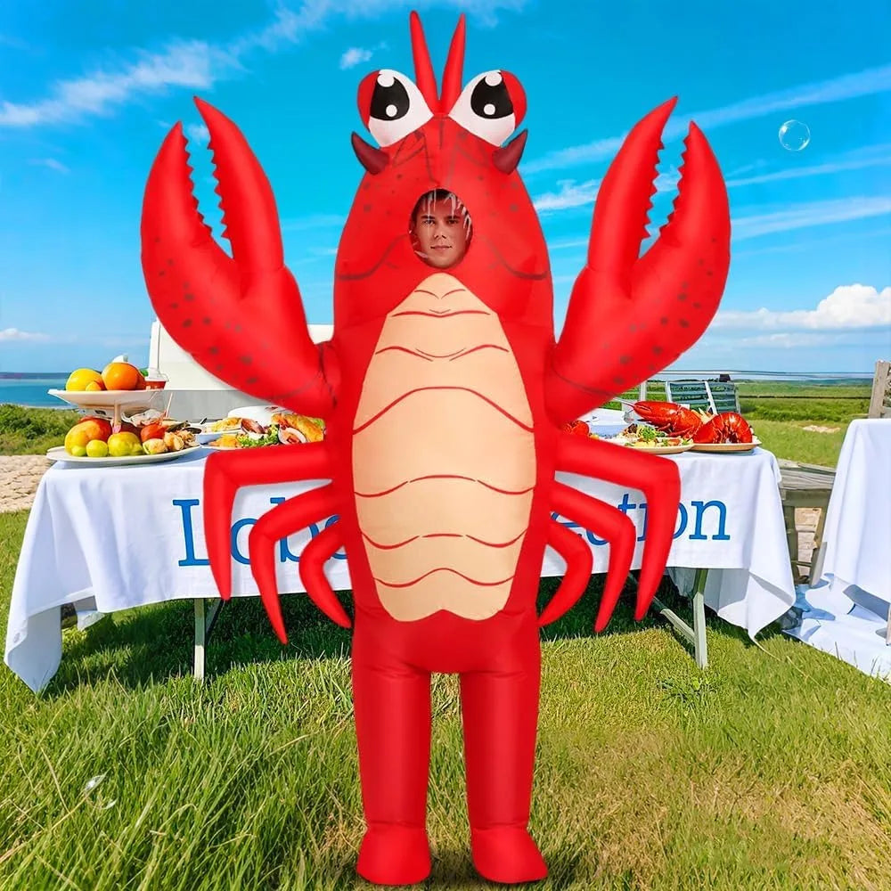 Costume Gonflable Homard Adulte en situation d'utilisation