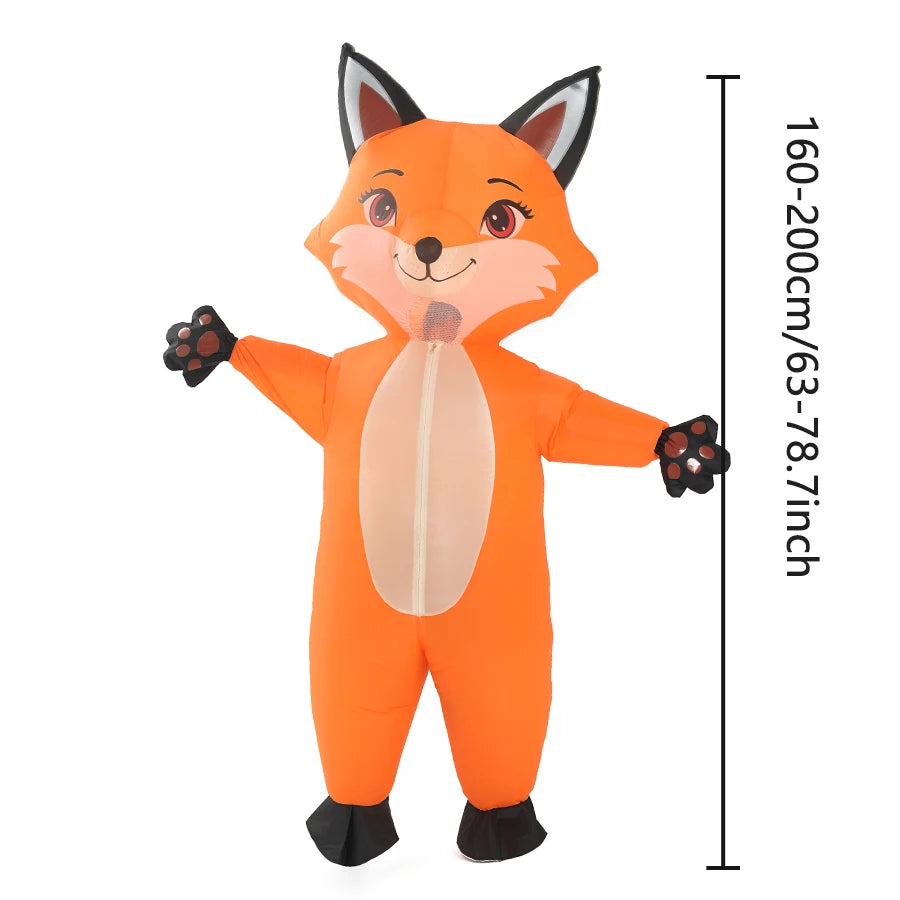 Costume gonflable renard oreilles pointues détail