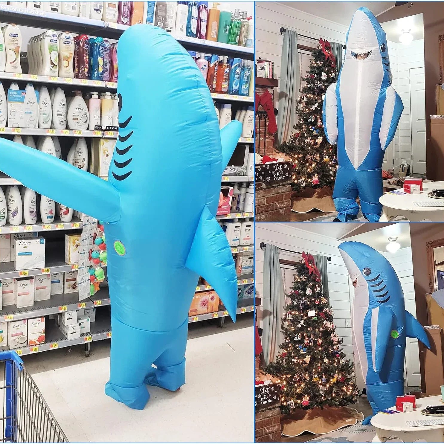 Costume gonflable requin vue latérale