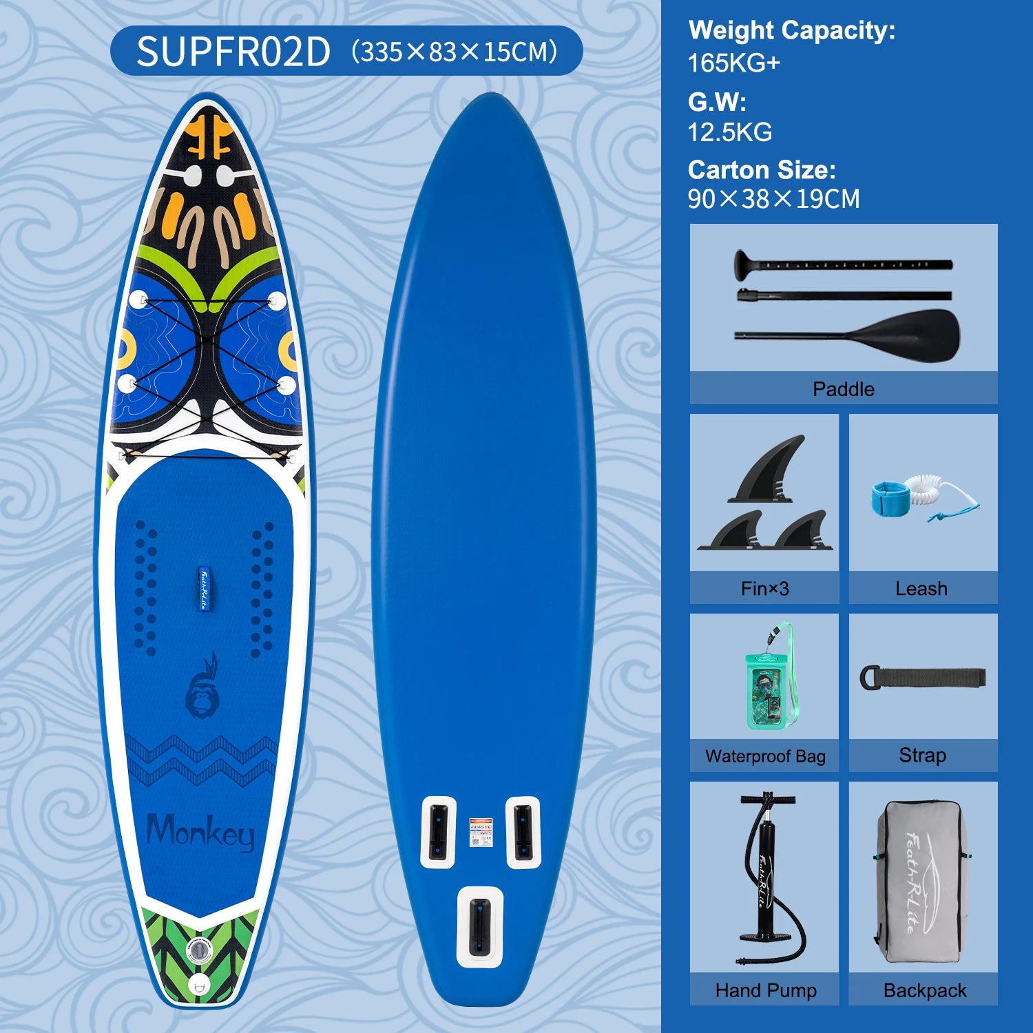 Stand up paddle gonflable pratiqué en mer (modèle 2)