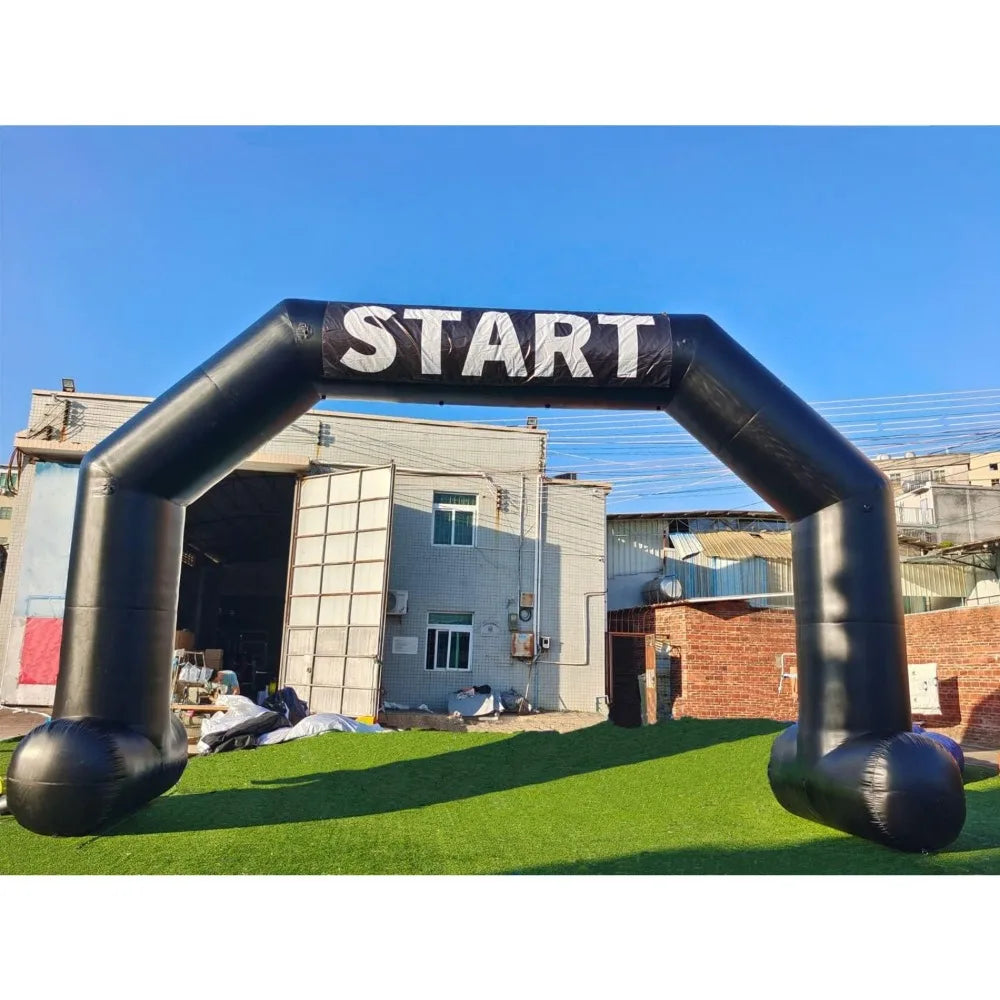 Arche gonflable ligne d'arrivée installée pour une course à pied