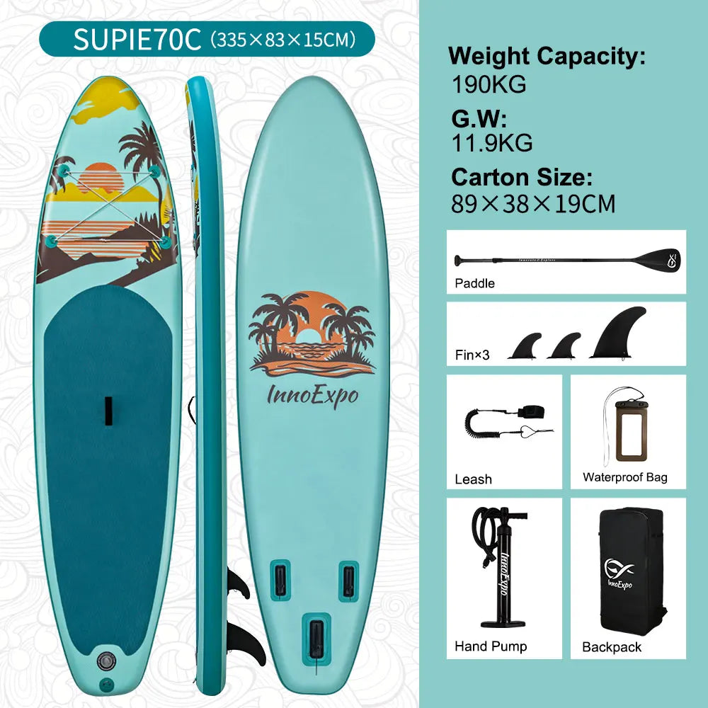Stand up paddle gonflable posé sur une plage