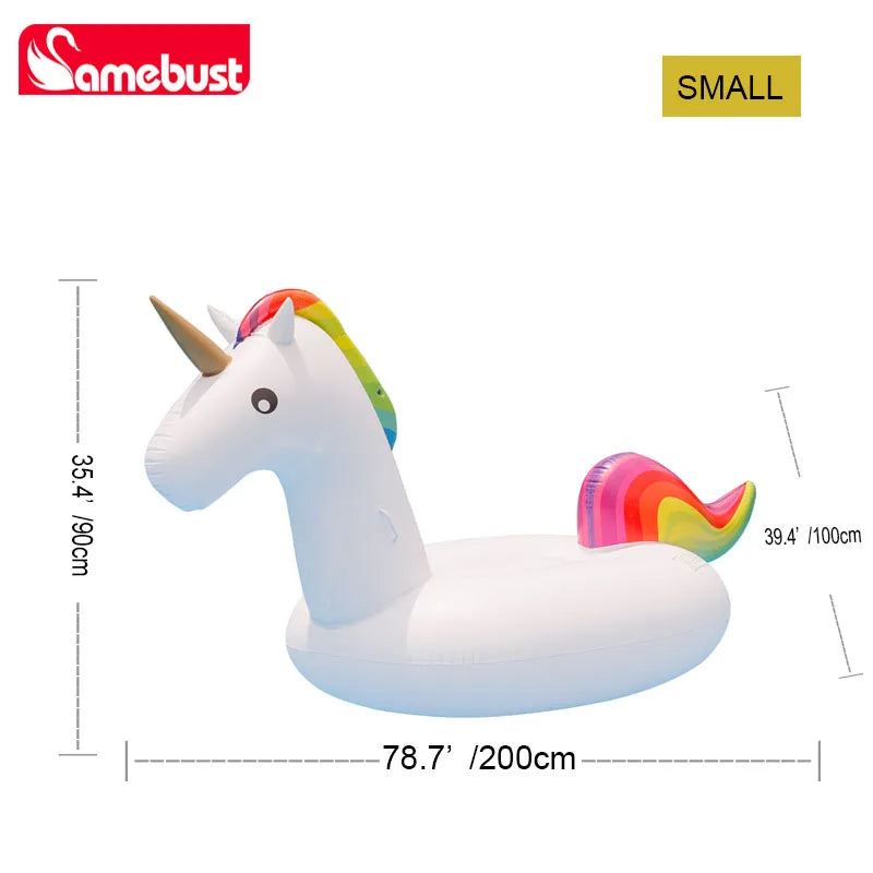Flotteur gonflable animal chevauchable blanc piscine