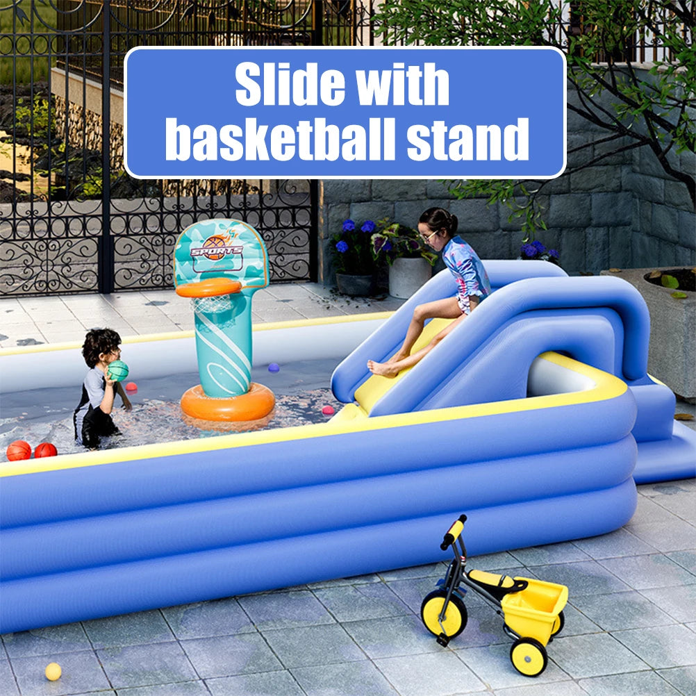 Toboggan gonflable vert aquatique extérieur enfants jeux