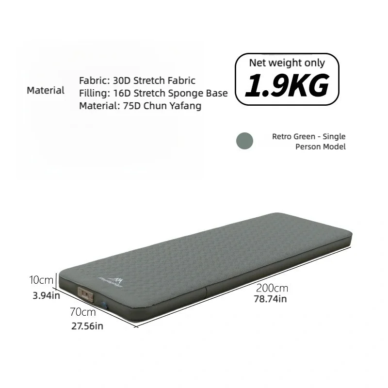 Coloris vert du tapis de couchage gonflable