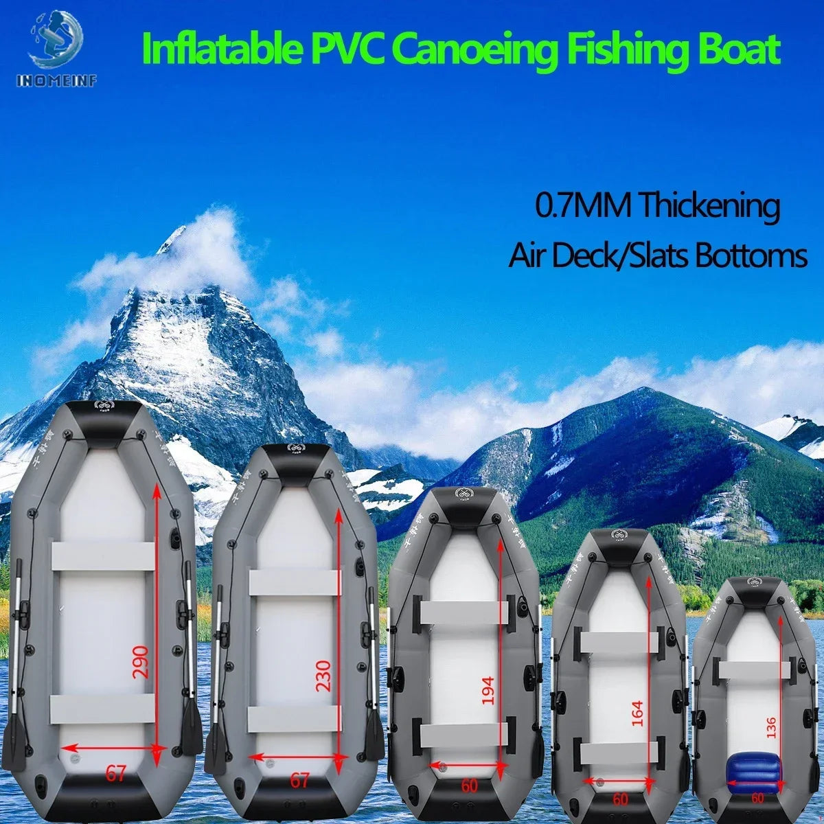 Bateau gonflable pêche rivière PVC vue d'ensemble