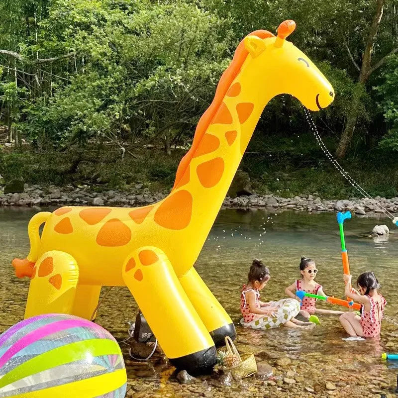 Girafe gonflable jaune thème jungle safari
