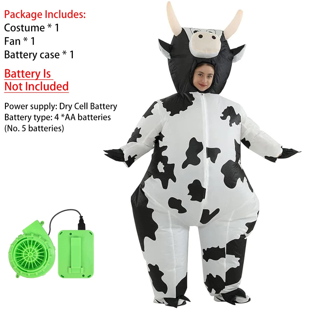 Costume gonflable vache avec ventilateur et boîtier batterie