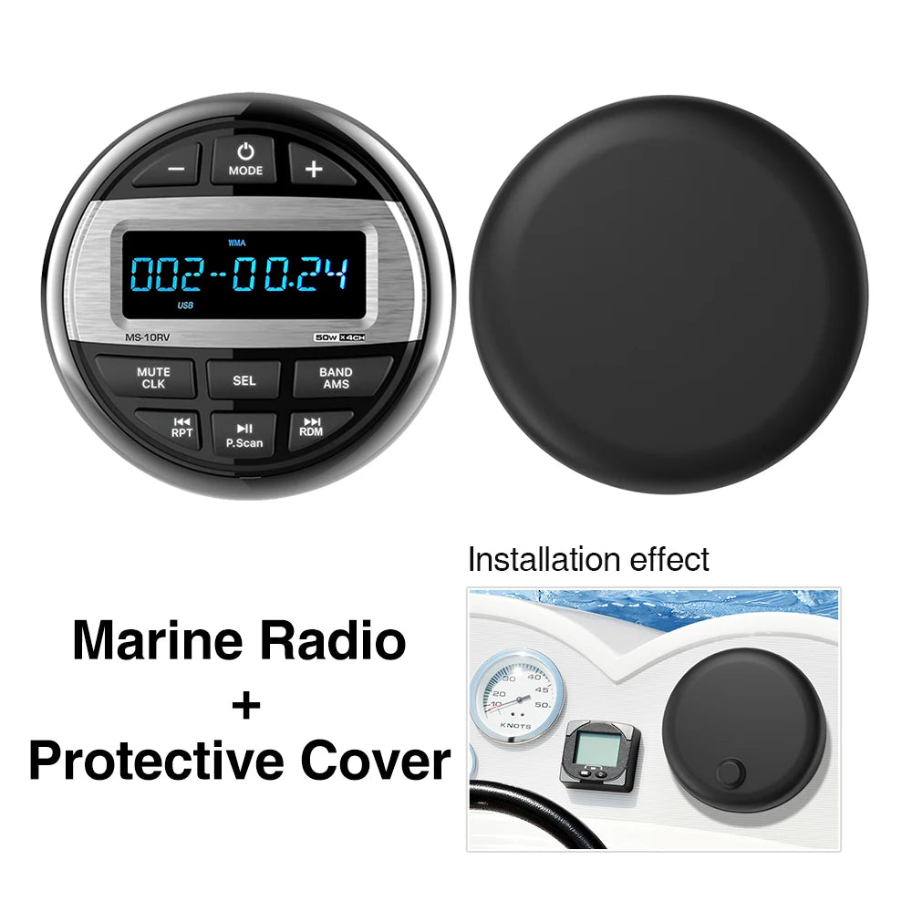 Radio Bluetooth marine utilisée près d'un bateau gonflable