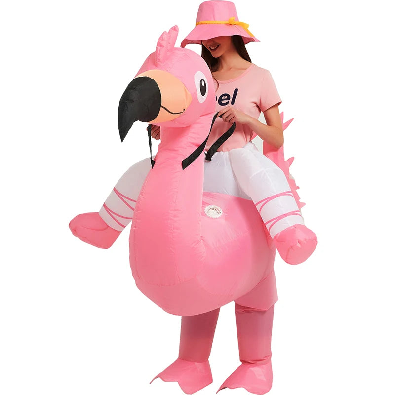Détail costume gonflable flamant rose vue de dos