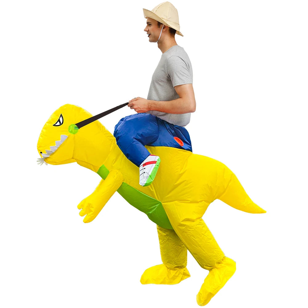 Déguisement dinosaure gonflable adulte modèle jaune