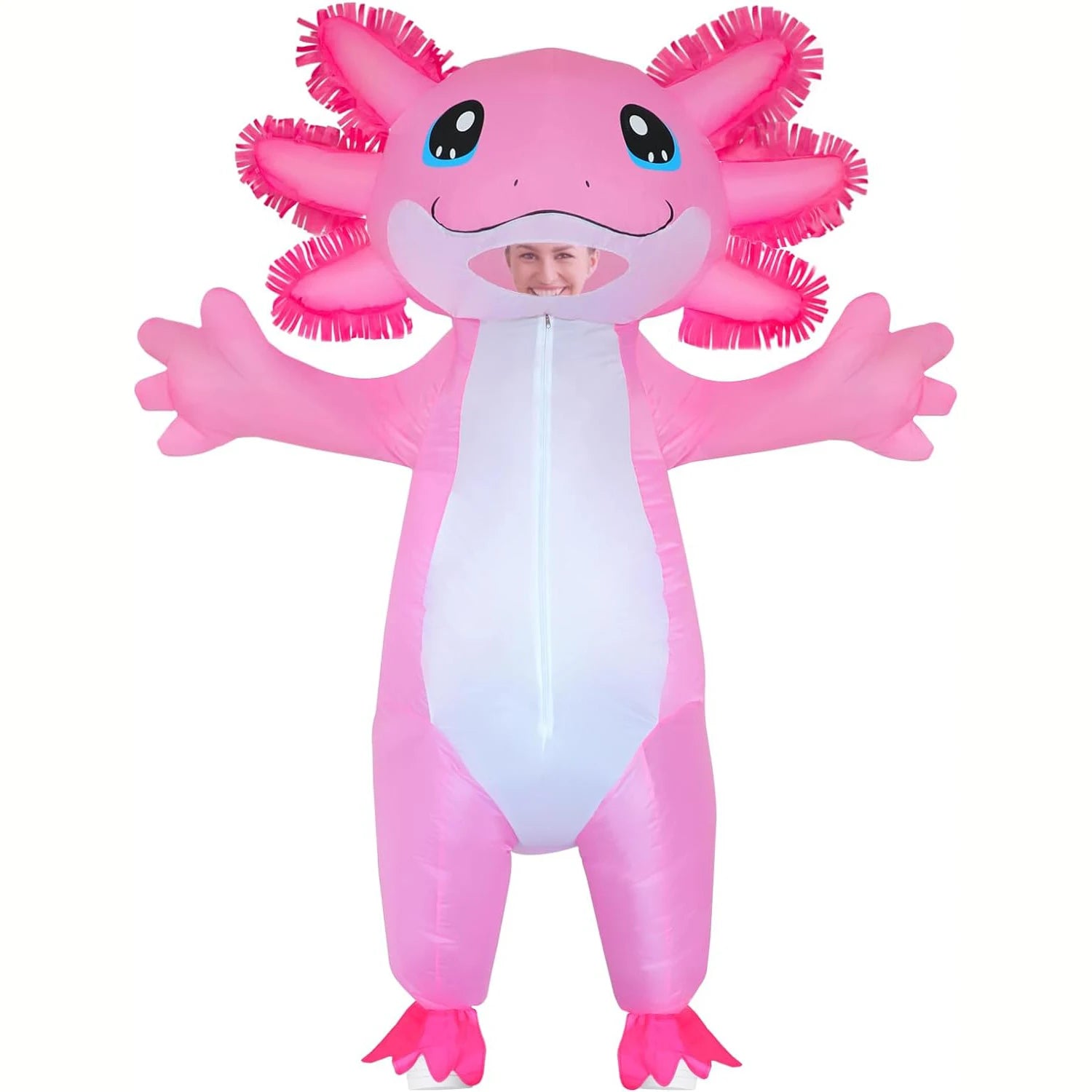 Costume gonflable axolotl salamandre rose adulte