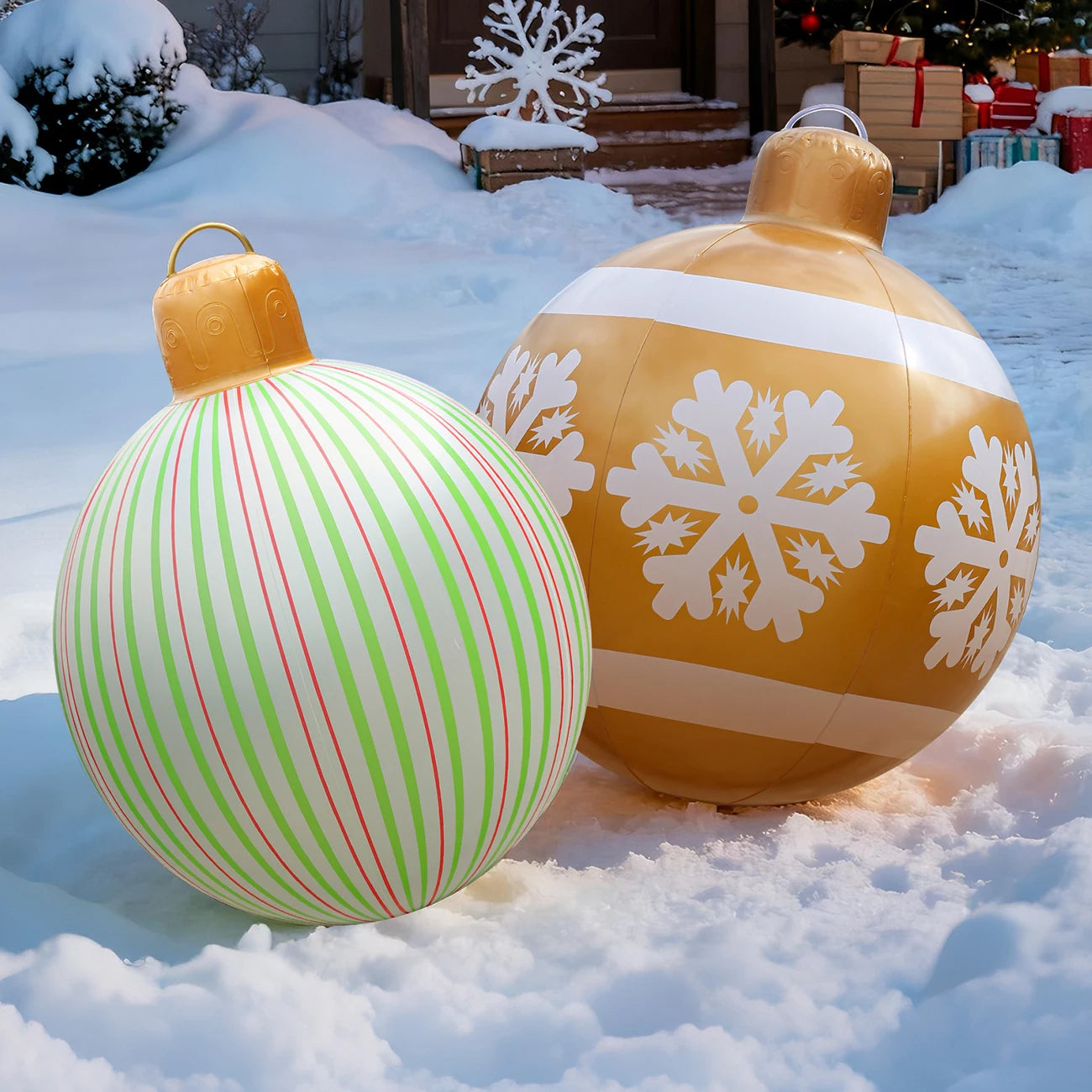 Décoration Noël gonflable boule traîneau géant extérieur