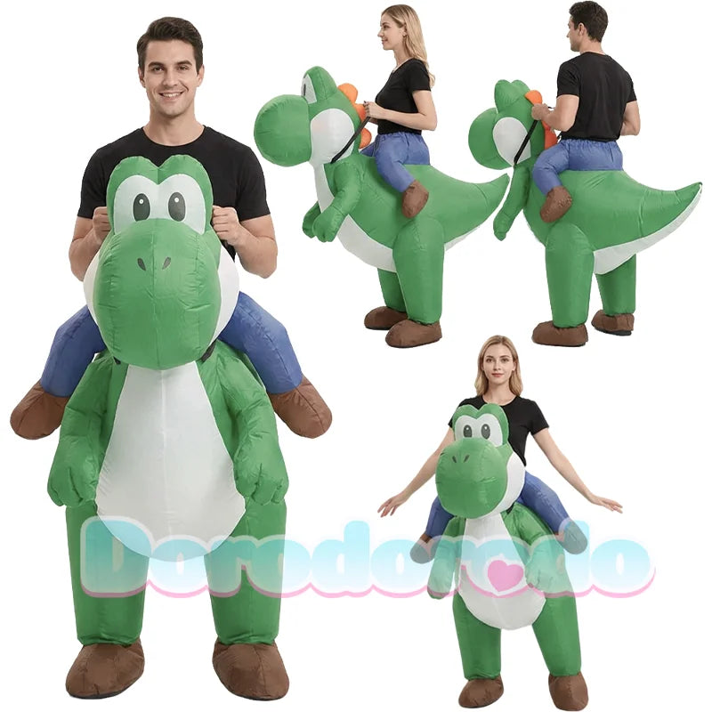 Costume gonflable dinosaure Yoshi vue de dos
