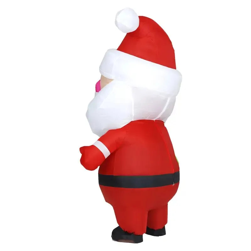 Déguisement gonflable Père Noël porté en fête de Noël