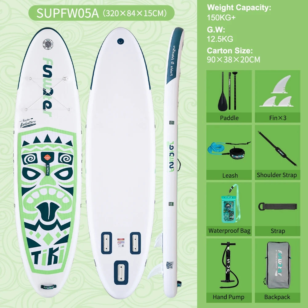 Session de paddle gonflable au coucher du soleil