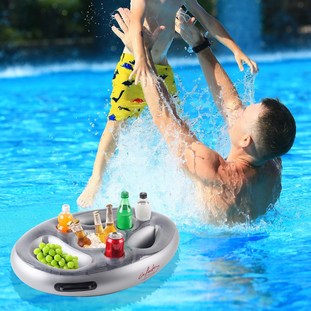 Accessoire gonflable utilisé lors d'une fête à la piscine
