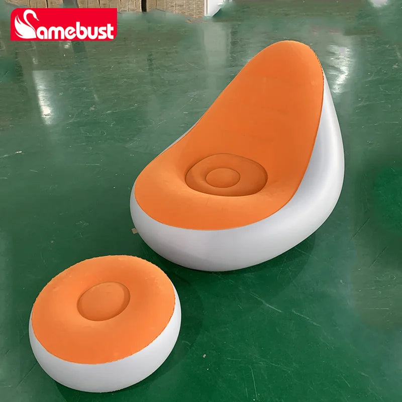 Matelas canapé gonflable gris salon paresseux