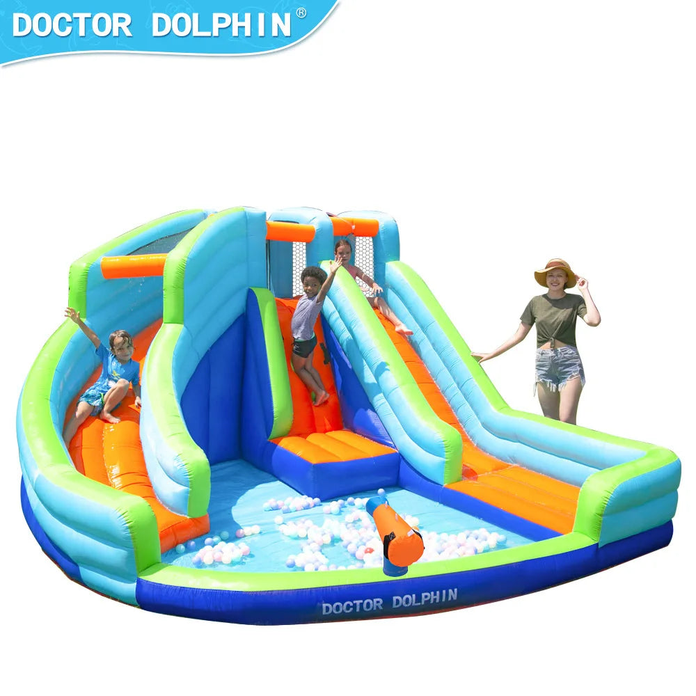 Structure aquatique gonflable jet eau dauphin coloris