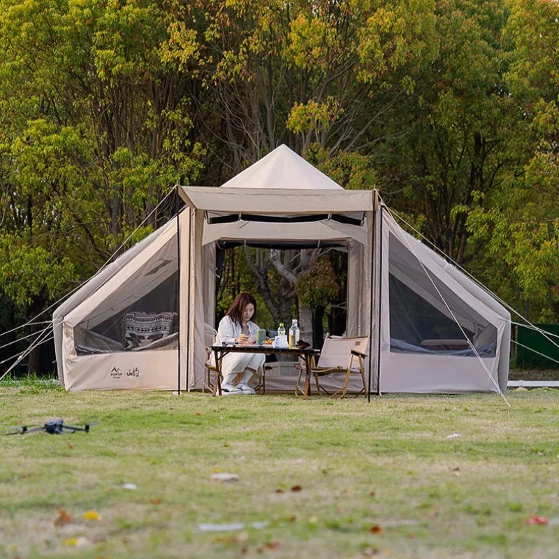 Tente gonflable cabine ventilée installée pour le camping