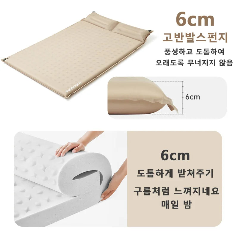 Tapis de couchage gonflable raccordable pour camping
