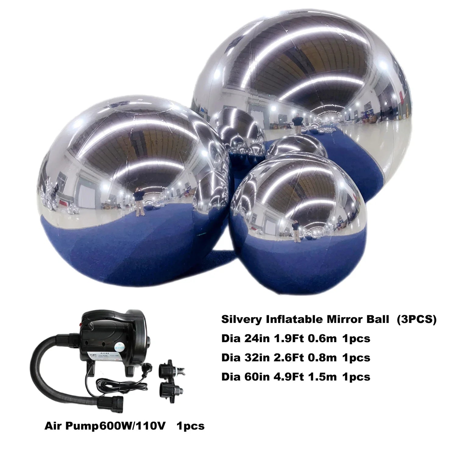 Ensemble de boules miroir gonflables de tailles différentes
