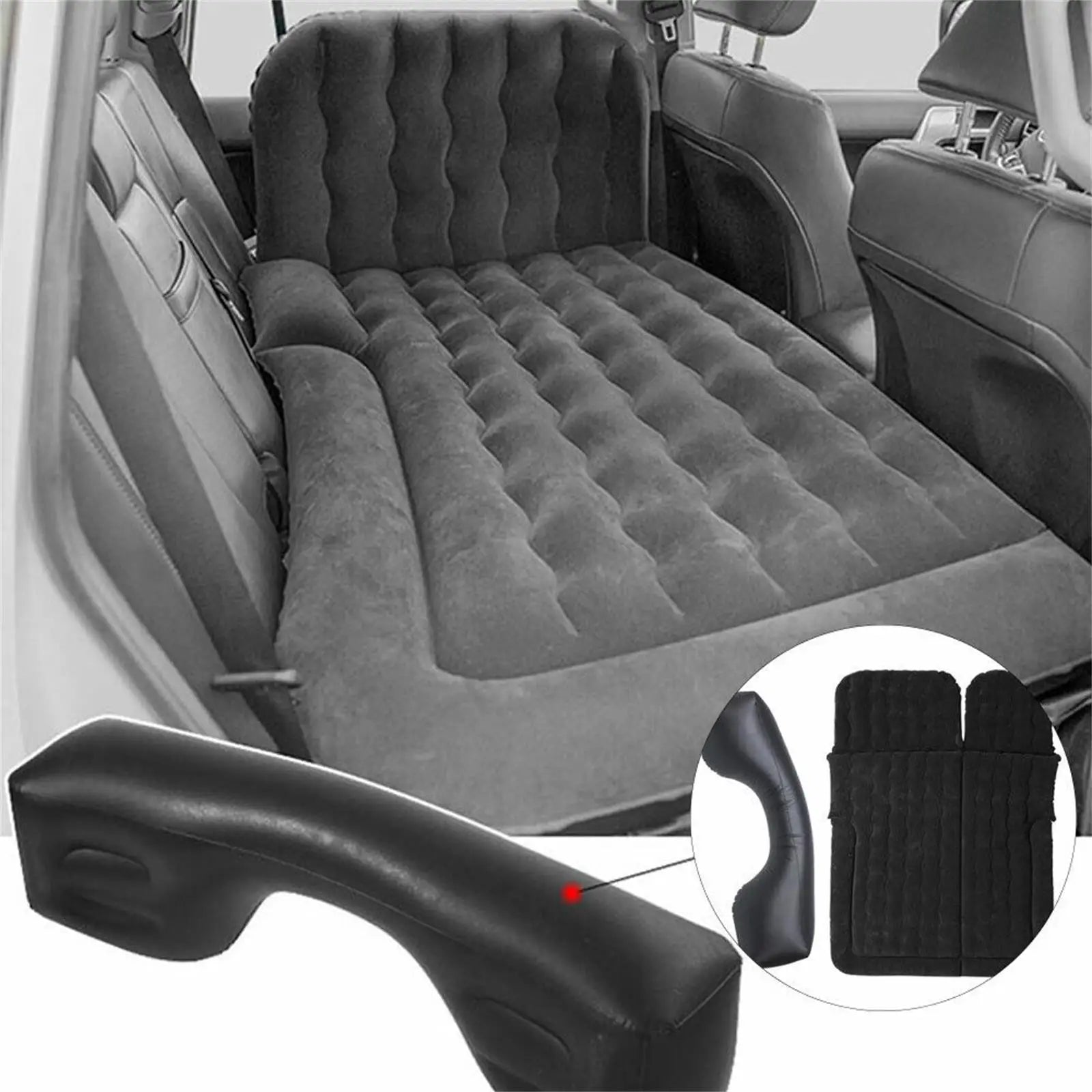 Vue des 6 chambres indépendantes du matelas gonflable voiture
