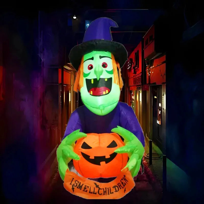 Décoration Halloween Gonflable Sorcière LED 1,35 m