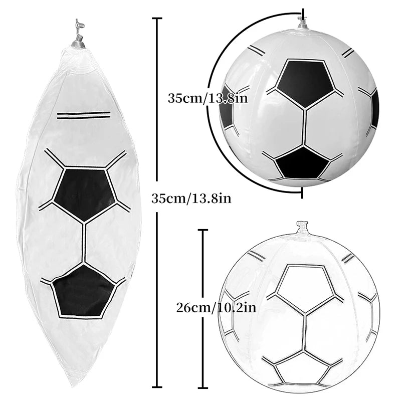 Ballon gonflable de plage football noir et blanc