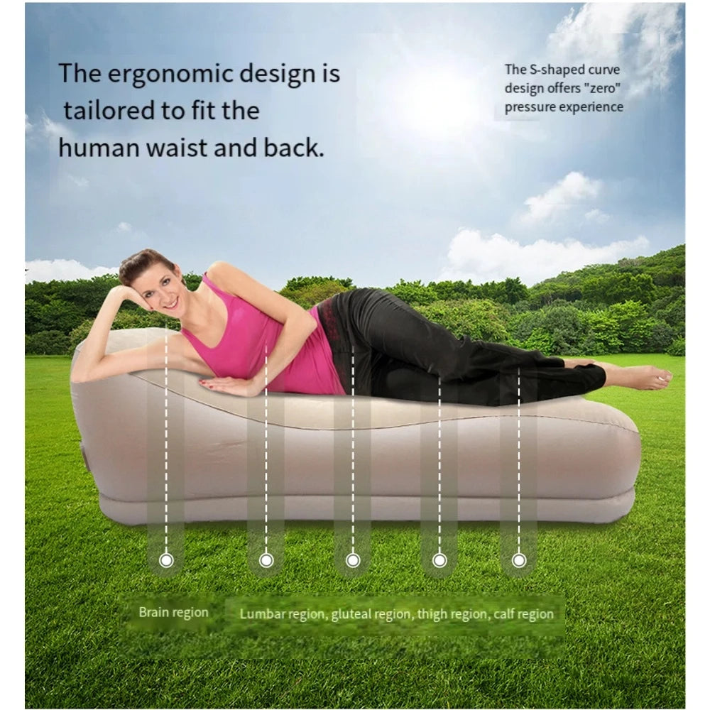Canapé gonflable, design ergonomique gros plan