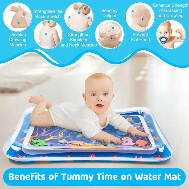 Tapis d'eau gonflable bébé motif île bleue