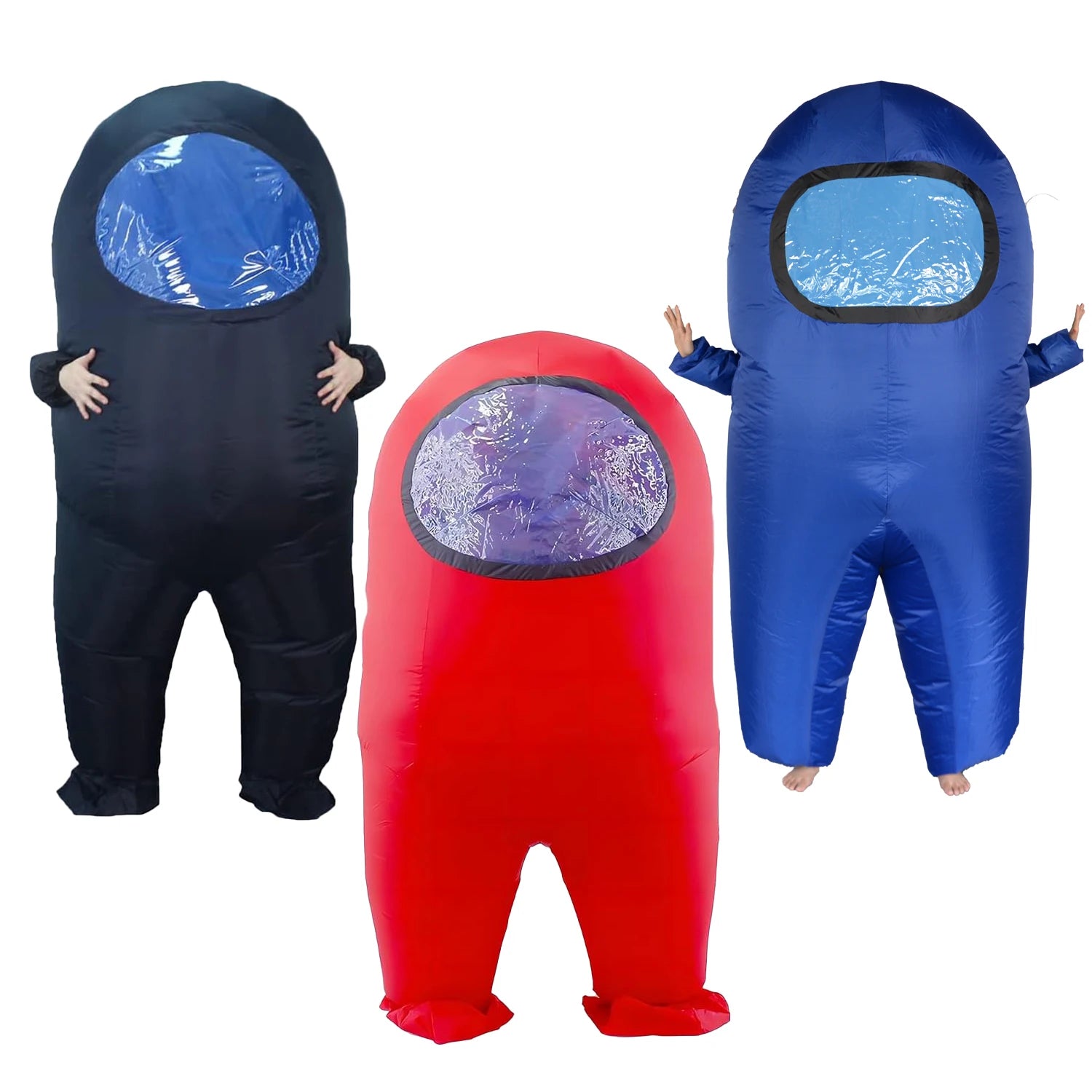 Costume gonflable astronaute adulte bleu vue de face