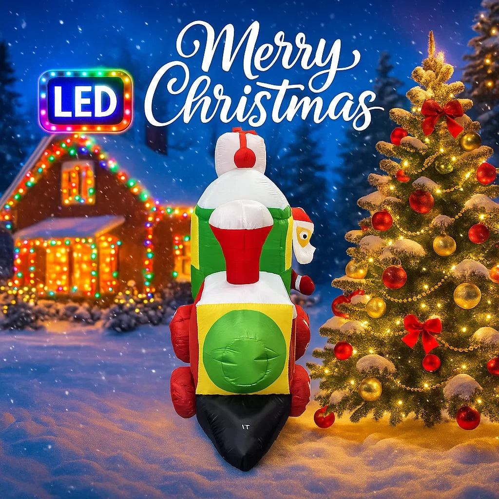 Décoration de Noël gonflable train lumineux pour places et marchés