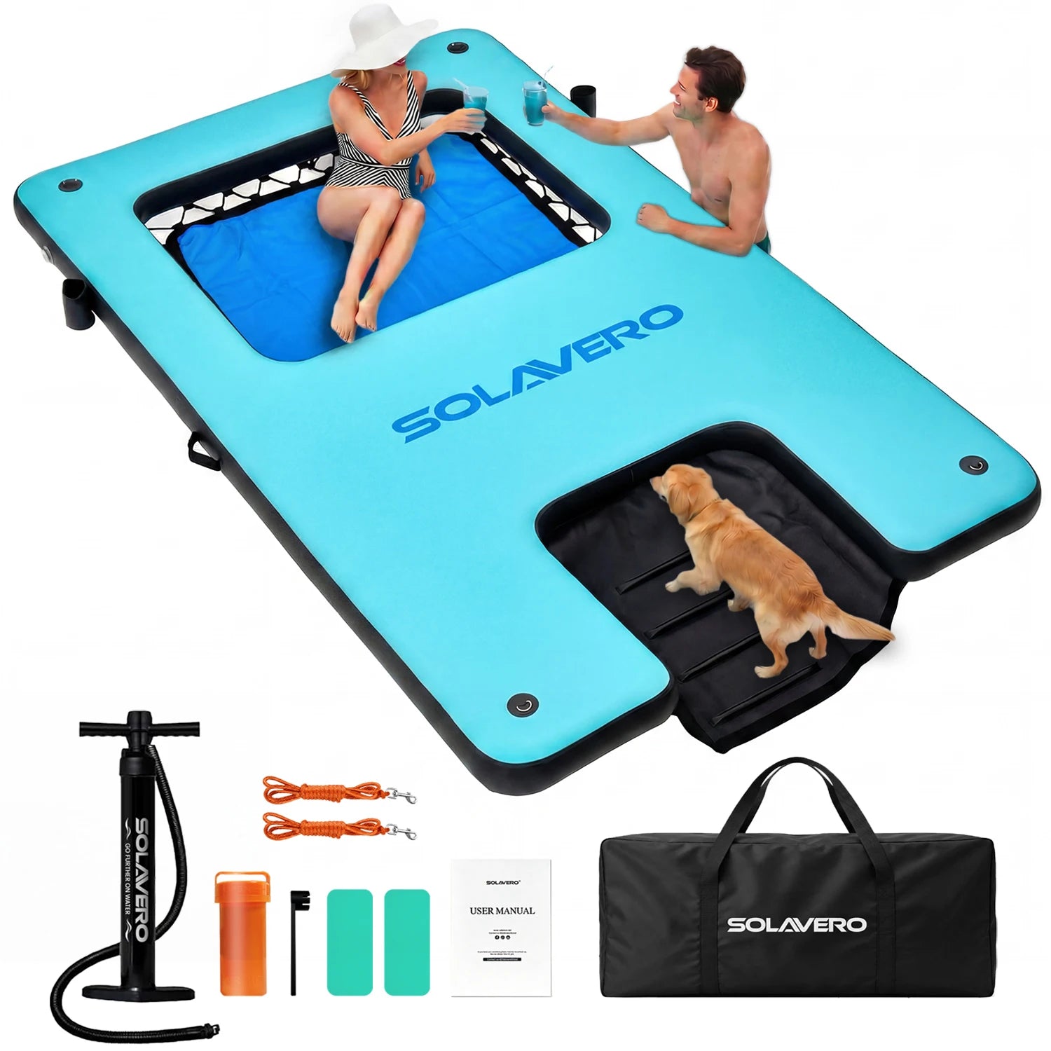 Plateforme flottante gonflable PVC tricouche vue d'ensemble