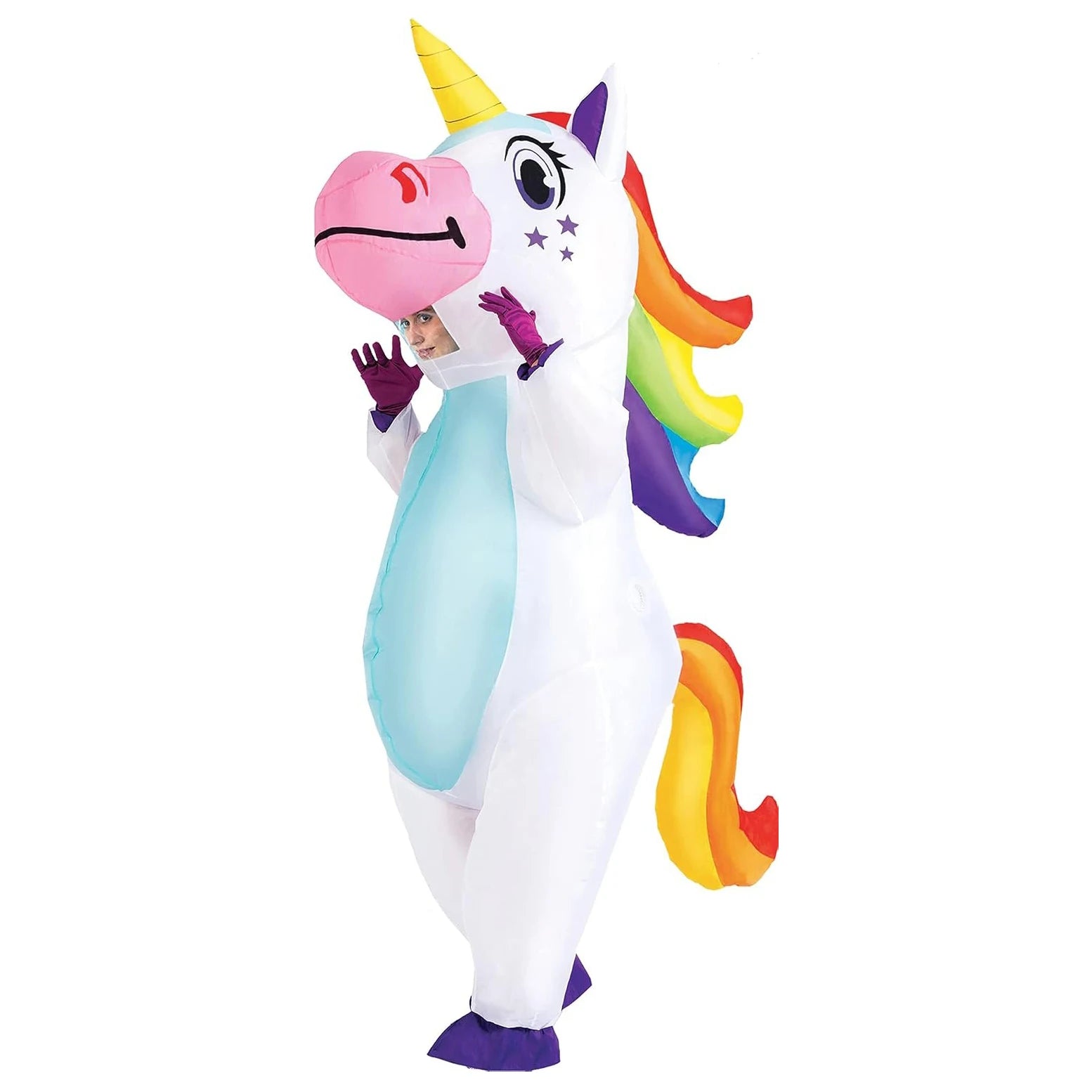 Costume gonflable licorne blanc pour adulte