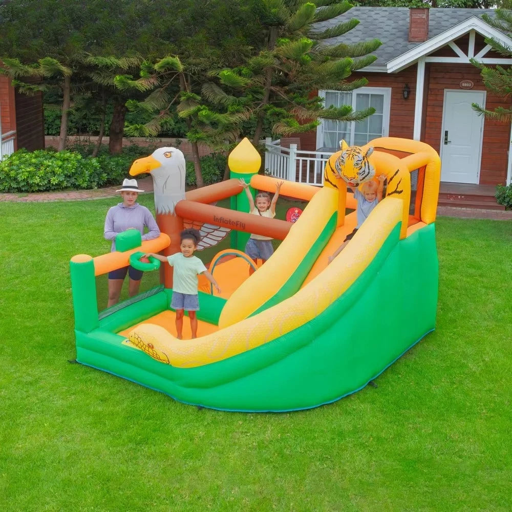 Château gonflable animal toboggan enfants extérieur