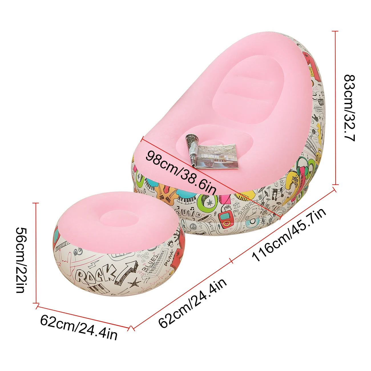 Pouf canapé gonflable vert pour la détente
