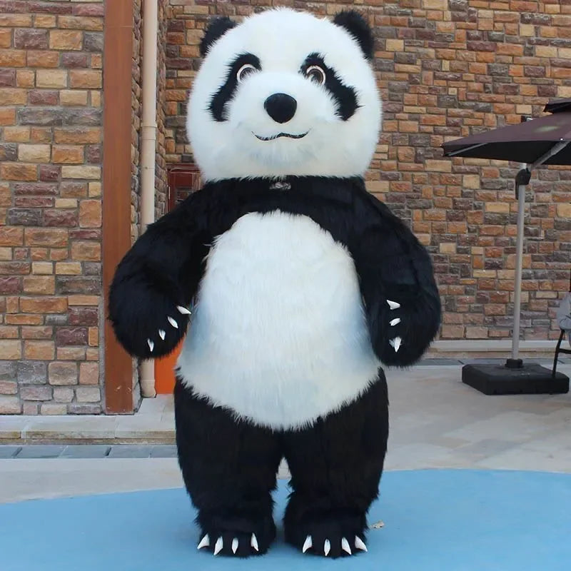 Costume gonflable panda peluche noir pour fête de Noël