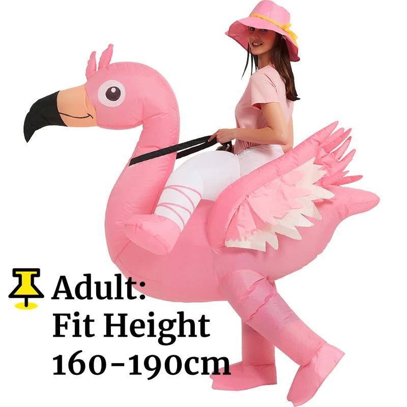 Contenu colis costume gonflable flamant rose ventilateur