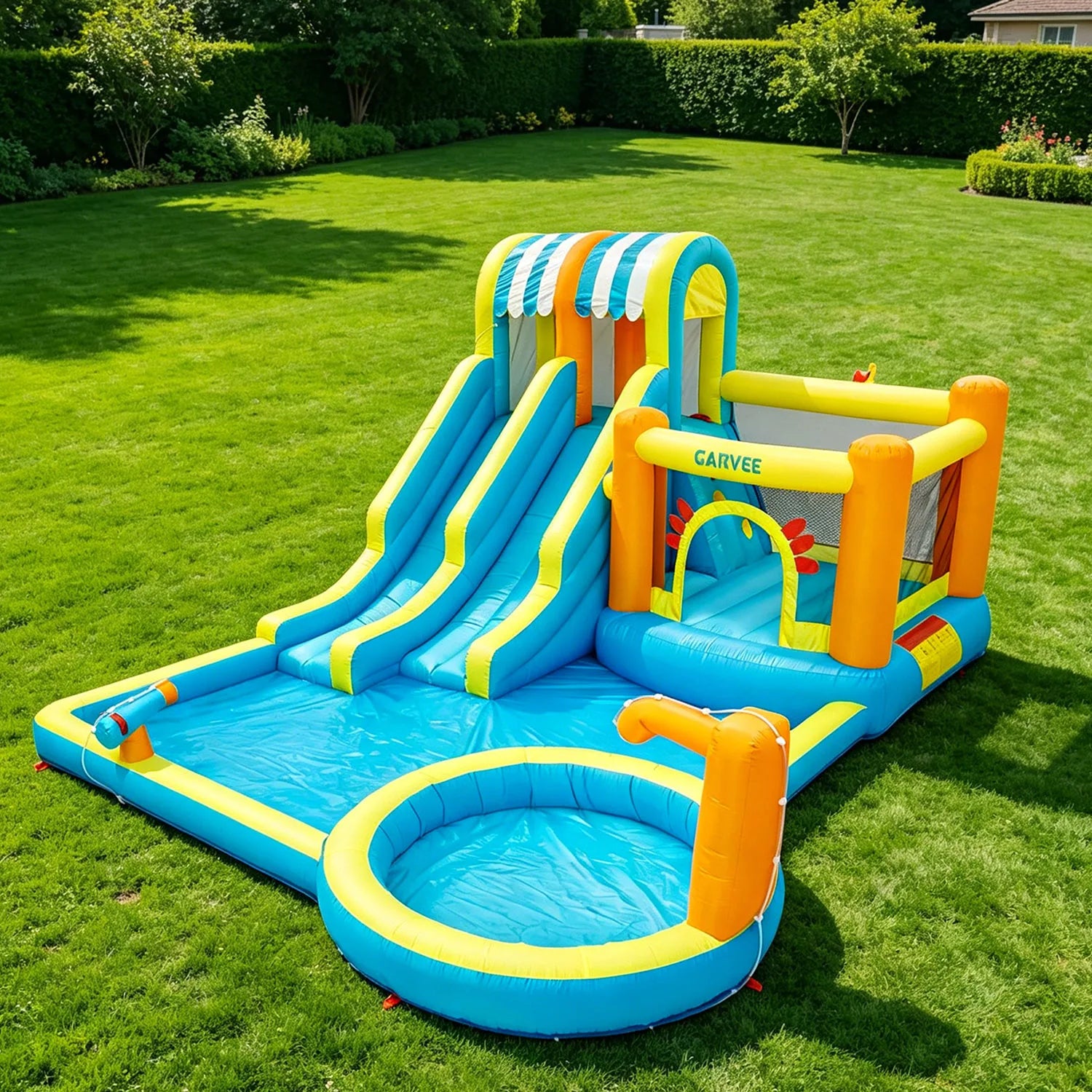 Aire de jeux gonflable 8 en 1 vue d'ensemble