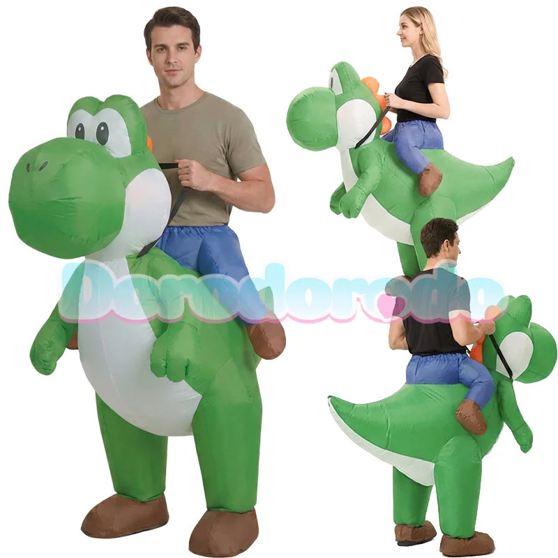 Costume gonflable Yoshi porté lors d'une soirée Halloween
