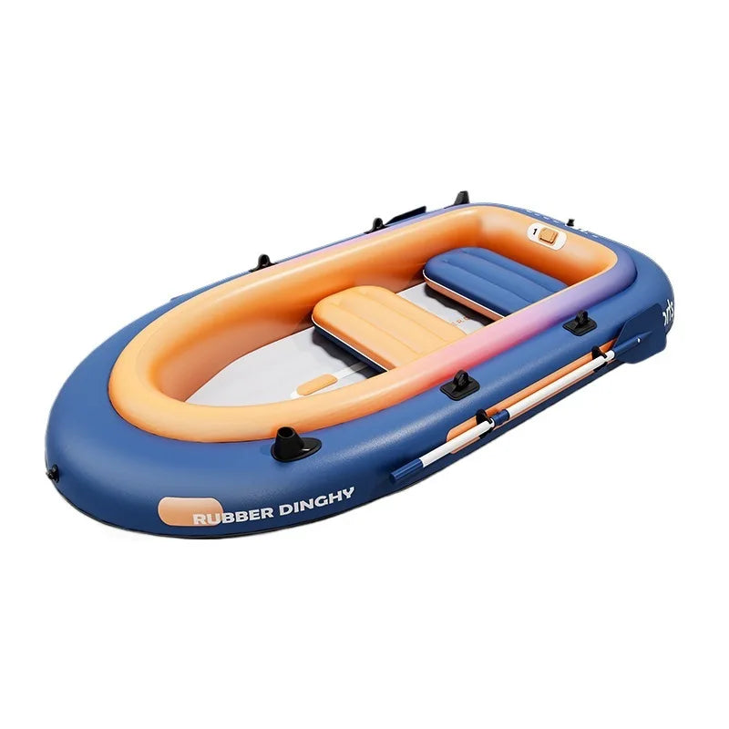 Kayak gonflable utilisé pour la pêche en famille