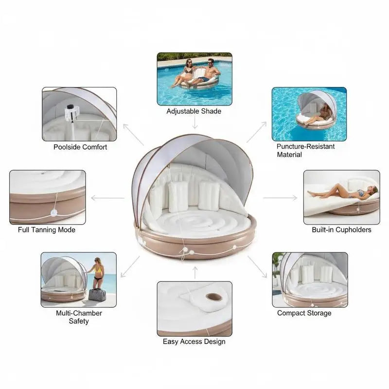 Bouée Gonflable Transat Auvent Rétractable - coloris disponible