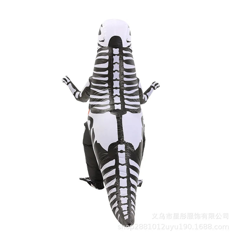 Vue de face du costume gonflable squelette T-Rex